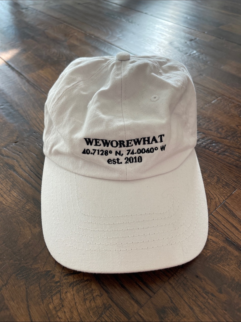 WeWoreWhat White Hat with Black Embroidery
